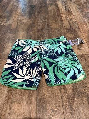 O'Neill Women's Navy, Green & White Tropical Swim Boardshorts